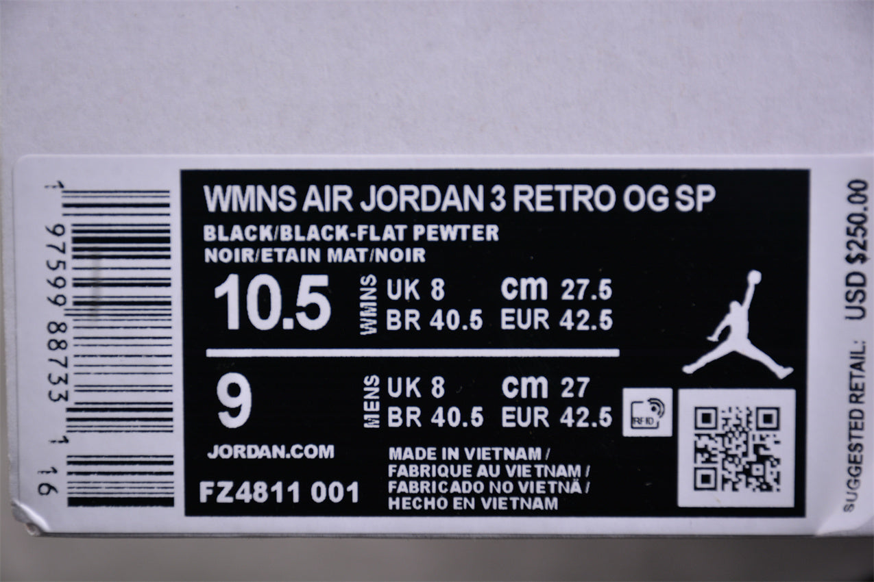 A Ma Maniere x Air Jordan 3 AJ3 Retro - Black