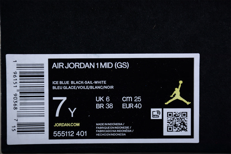 Unisex Air Jordan 1 AJ1 Mid - Ice Blue