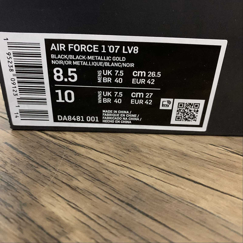 NikeUnisex Air Force 1 AF1 Double Swoosh - Metallic Black