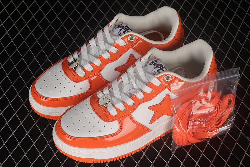 A Bathing Ape Bape Sta Patent - Orange/White