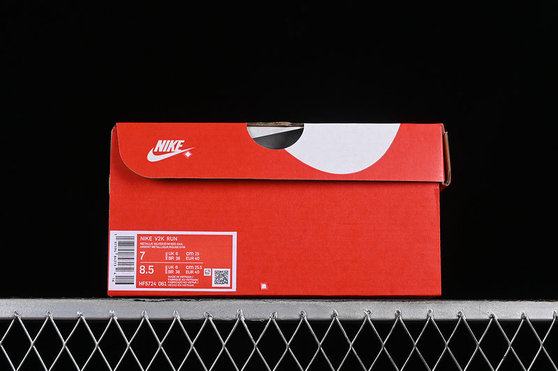 NikeMens V2K Run - Metallic Silver/Gym Red
