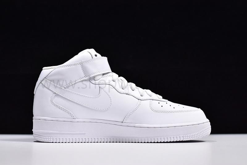 (Real Leather) NikeWMNS Air Force 1 AF1 MID - All White