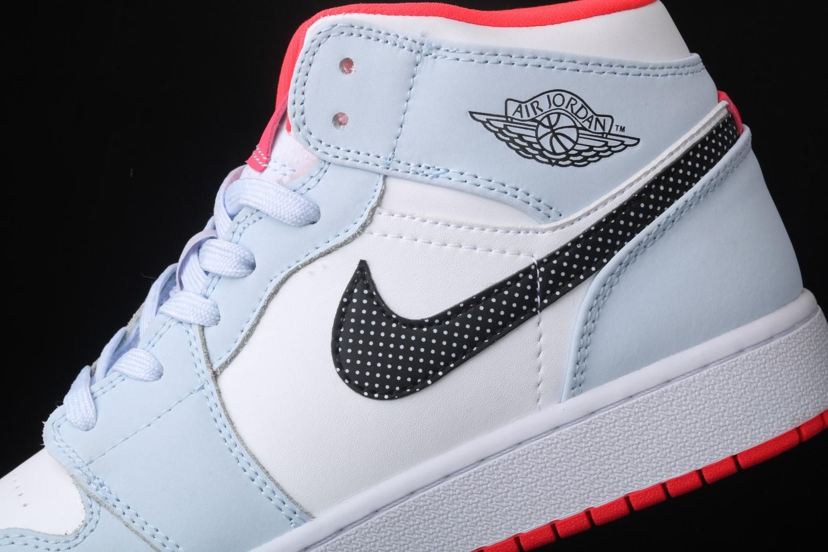 WMNS Air Jordan 1 AJ1 Mid - Half Blue Polka Dot