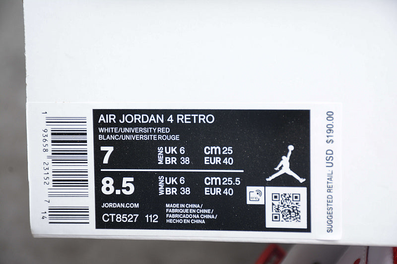 Air Jordan 4 AJ4 Retro - White Metallic