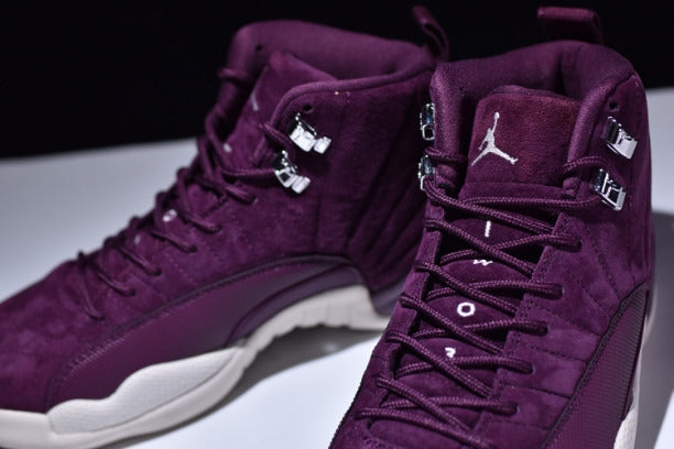 Air Jordan 12 AJ12 Retro Basketball Shoes - Bordeaux/Sail-Metallic Silver