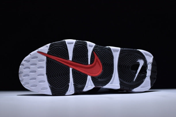 NikeAir More Uptempo Mid Basketball Shoe-White/Black/Red