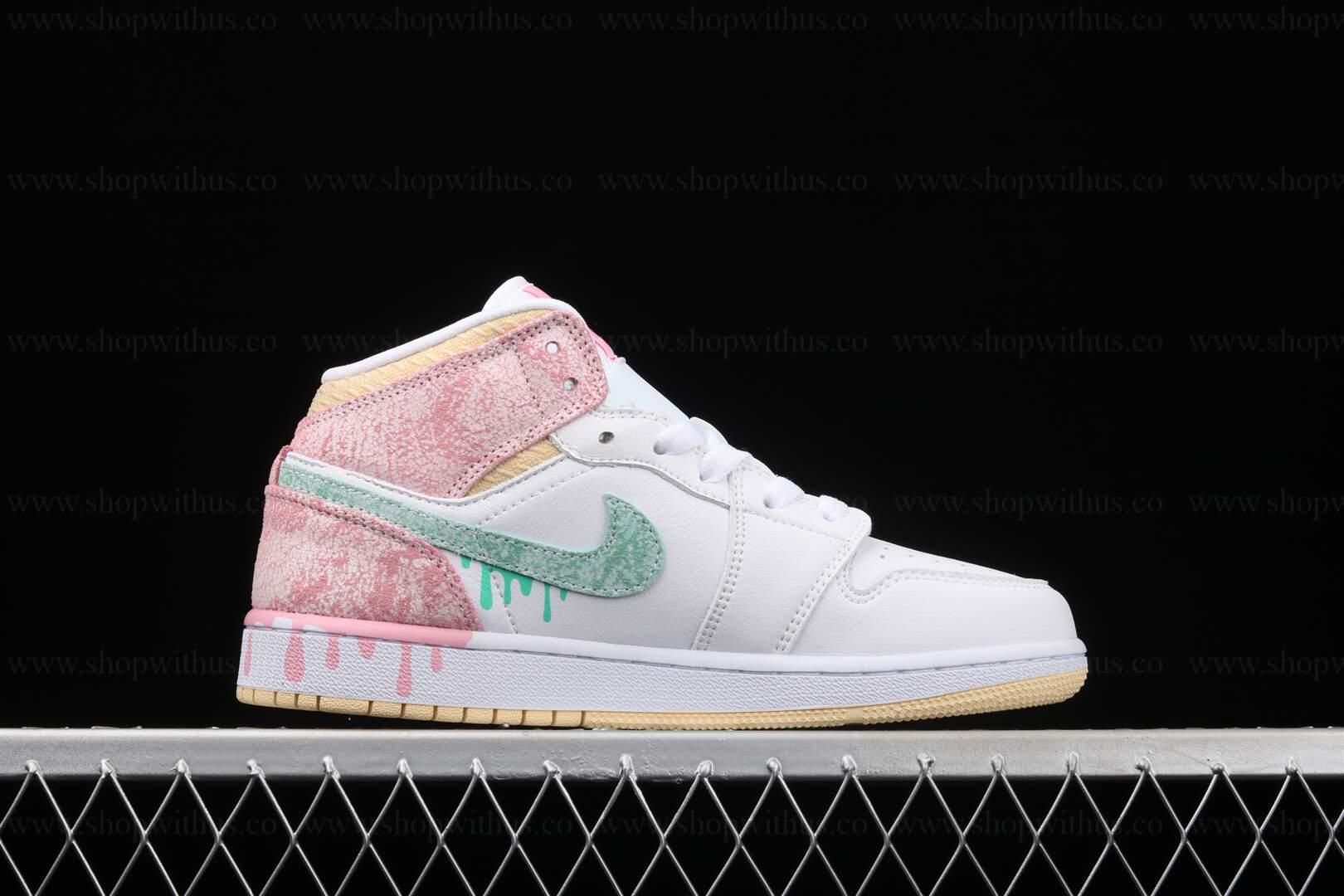 WMNS Air Jordan 1 AJ1 Mid - Paint Drip