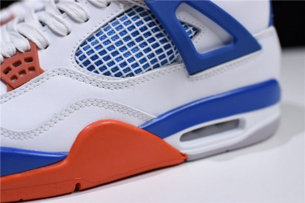 Air Jordan 4 AJ4 Basketball Shoes - White/Game Royal-Orange