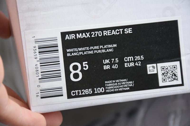 NikeAir Max 270 React - Pure Platinum