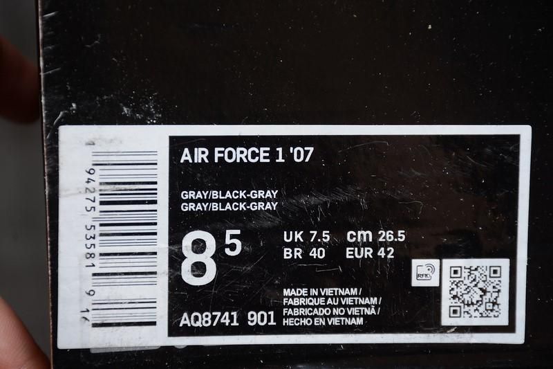 NikeUnisex Air Force 1'07 Low - Grey /Black/ White