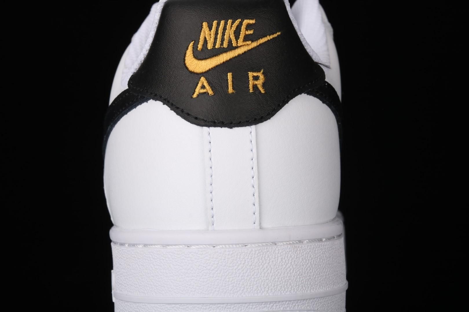 NikeAir Force 1 Low '07 Essential - White Black Gold Mini Swoosh