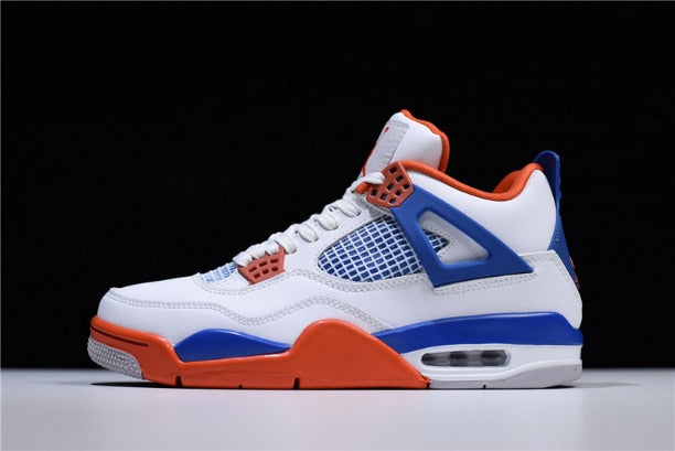 Air Jordan 4 AJ4 Basketball Shoes - White/Game Royal-Orange