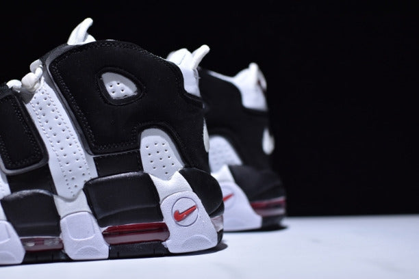 NikeAir More Uptempo Mid Basketball Shoe-White/Black/Red