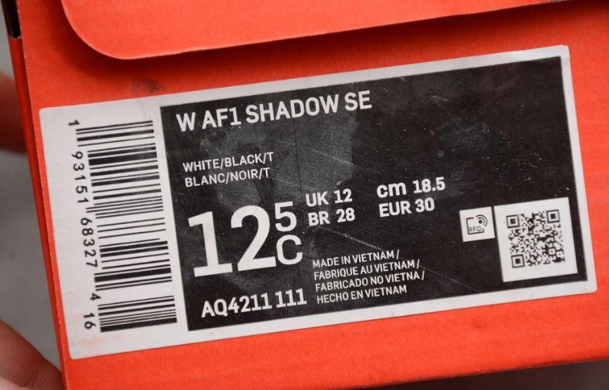 Unisex NikeAir Force 1 AF1 Shadow - T Blanc/Noir