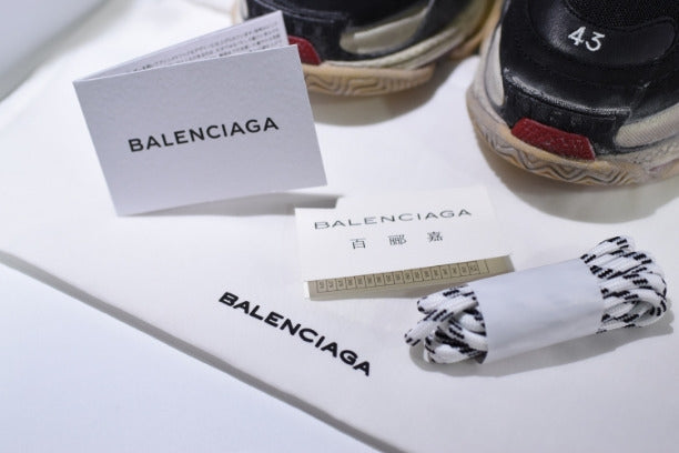 BalenciagaUnisex Triple S Mesh Nubuck and Leather Sneakers - Black/Red