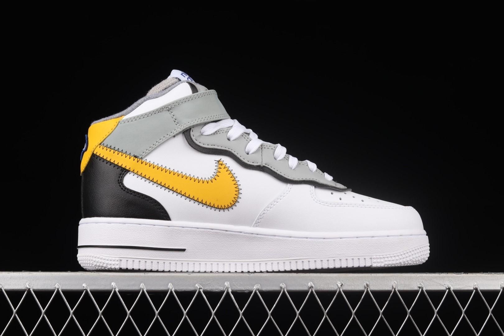 NikeUnisex Air Force 1 AF1 Mid Athletic Club - White Dark Sulfur