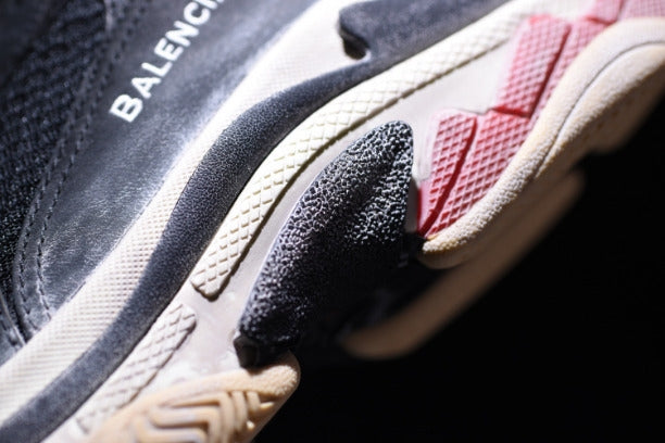 BalenciagaUnisex Triple S Mesh Nubuck and Leather Sneakers - Black/Red