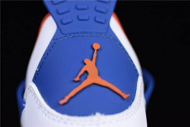 Air Jordan 4 AJ4 Basketball Shoes - White/Game Royal-Orange