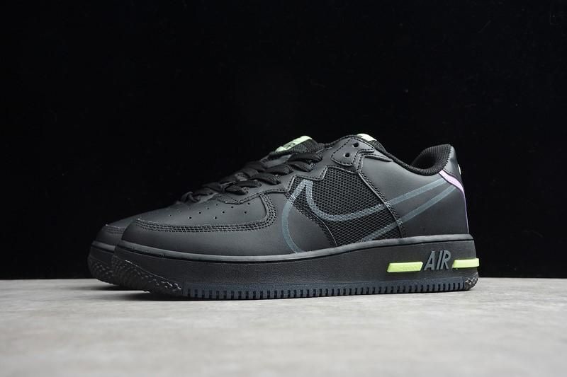 NikeUnisex Air Force 1 AF1 React - Black Violet Star Barely Volt