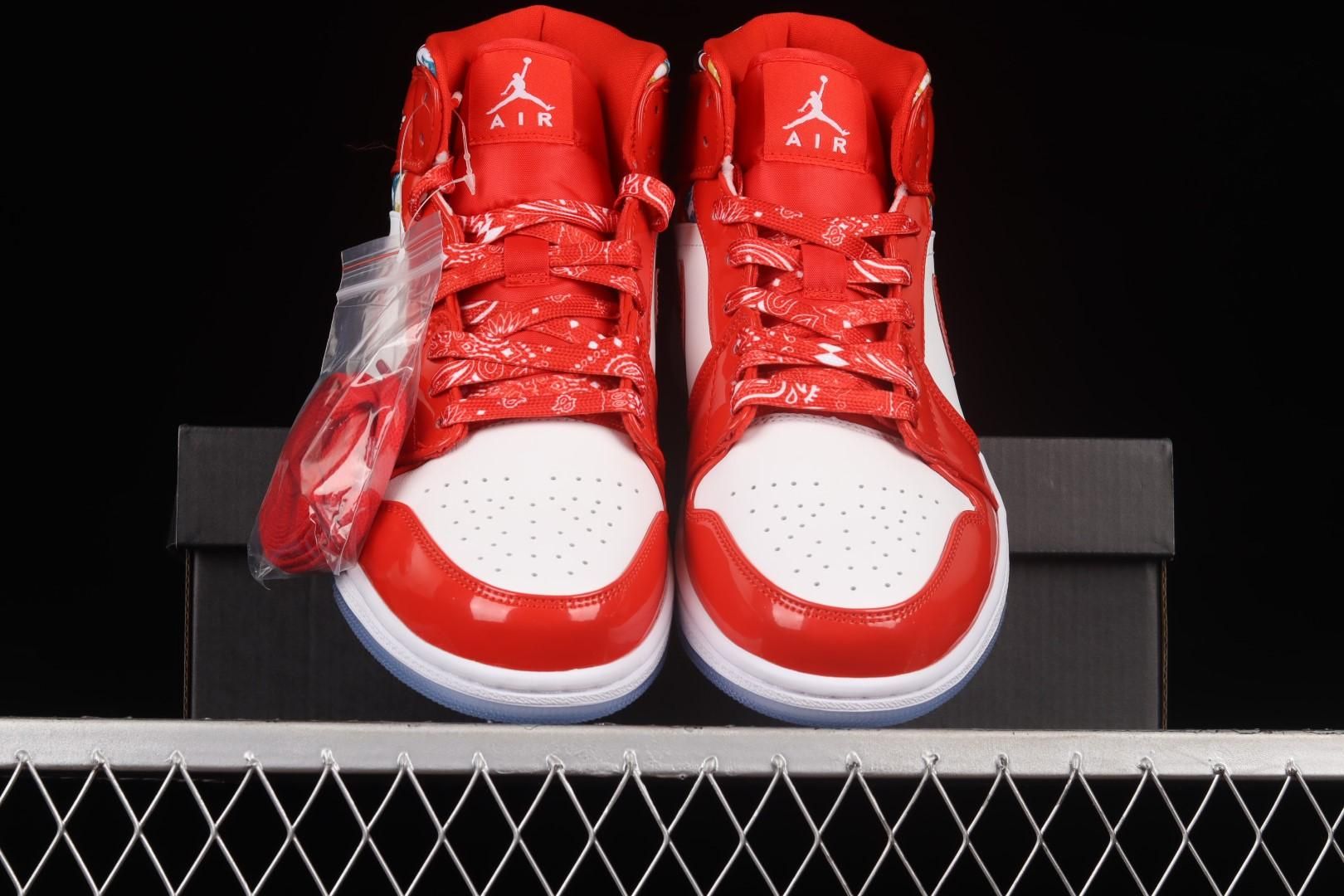 Air Jordan 1 AJ1 Mid Barcelona Sweater - Red Patent