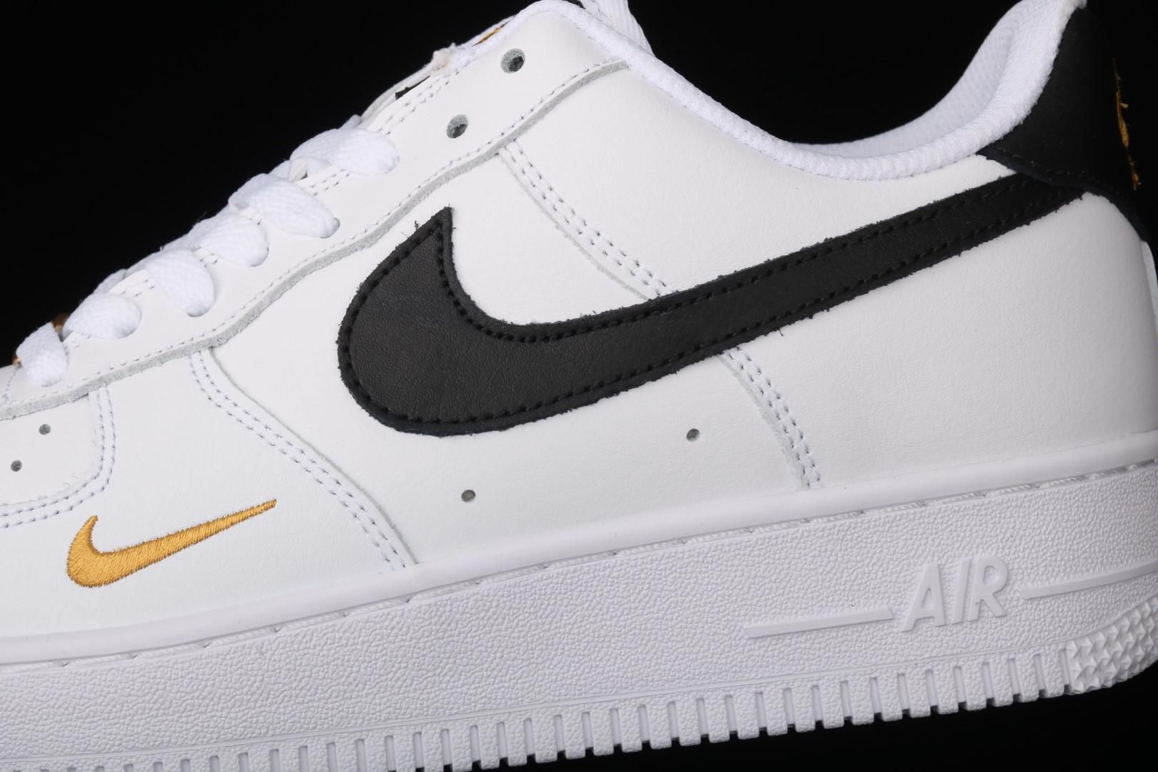 NikeAir Force 1 Low '07 Essential - White Black Gold Mini Swoosh