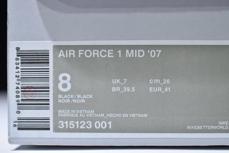 NikeUnisex Air Force 1 AF1 Mid - Triple Black