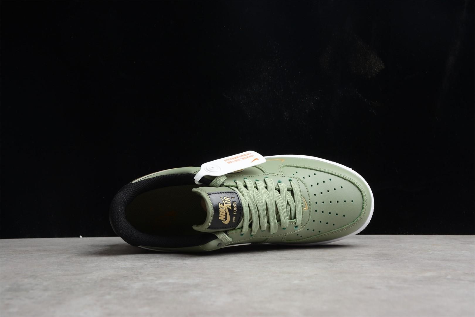 NikeAir Force 1 AF1 Low Double Swoosh - Olive Gold Black
