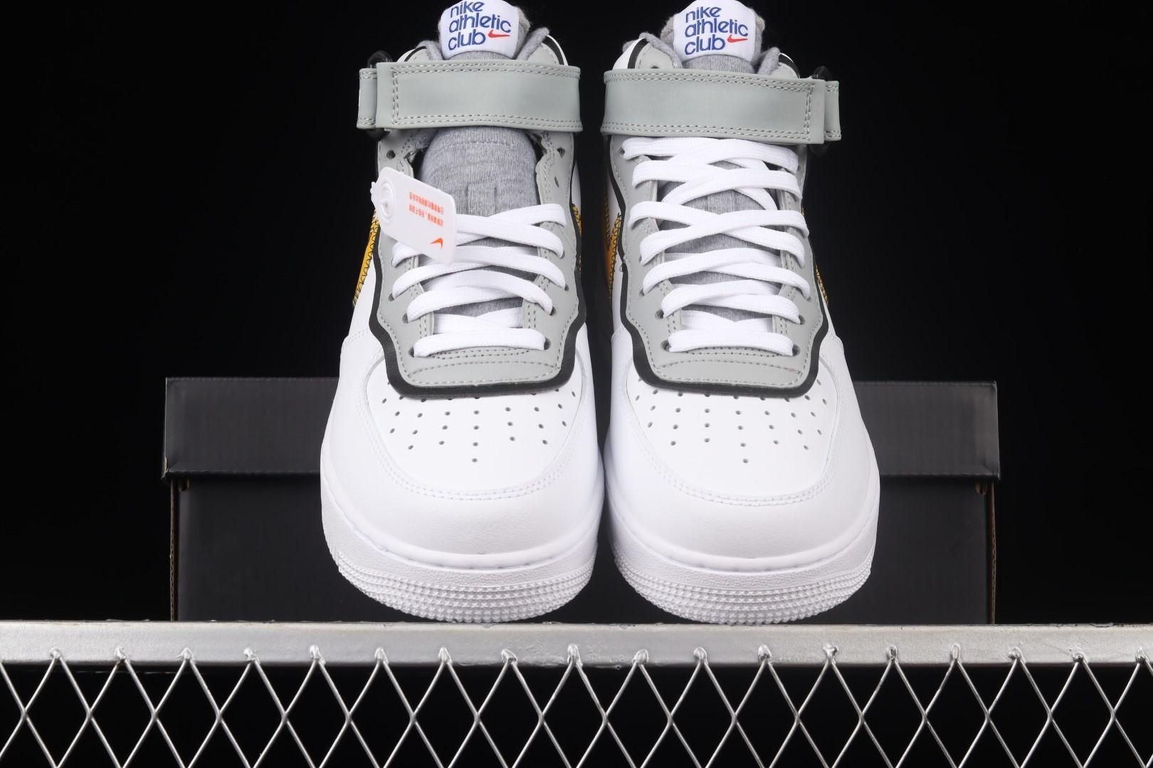 NikeUnisex Air Force 1 AF1 Mid Athletic Club - White Dark Sulfur