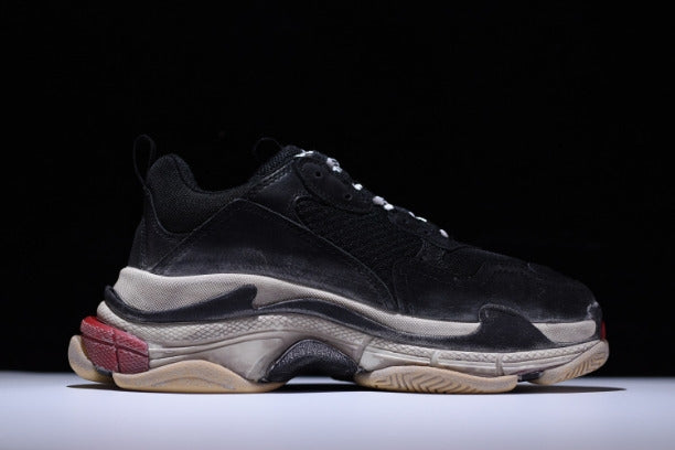 BalenciagaUnisex Triple S Mesh Nubuck and Leather Sneakers - Black/Red