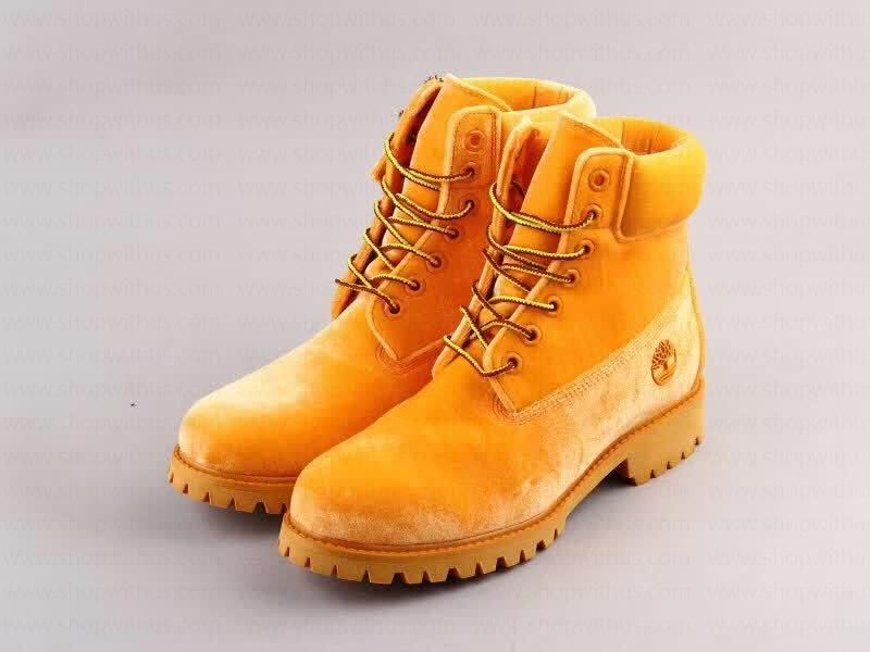 Off White xTimberland Velvet Boots - Orange