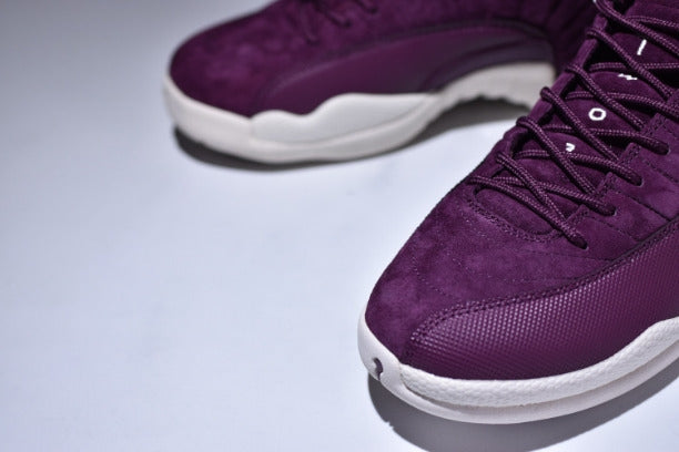 Air Jordan 12 AJ12 Retro Basketball Shoes - Bordeaux/Sail-Metallic Silver