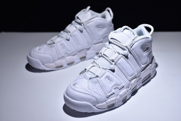 NikeAir More Uptempo Mid Basketball Shoe - Triple White