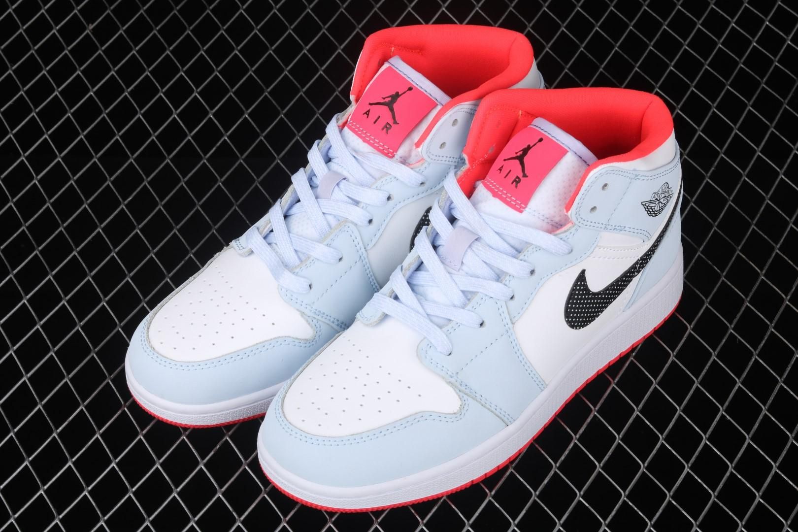 Air Jordan 1 AJ1 Mid - Half Blue Polka Dot