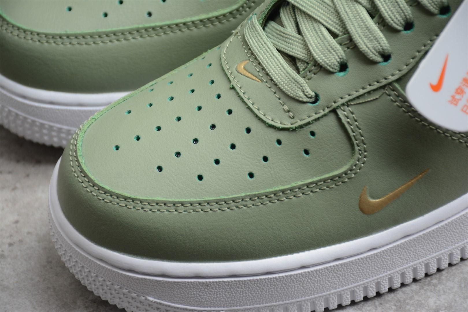 NikeAir Force 1 AF1 Low Double Swoosh - Olive Gold Black