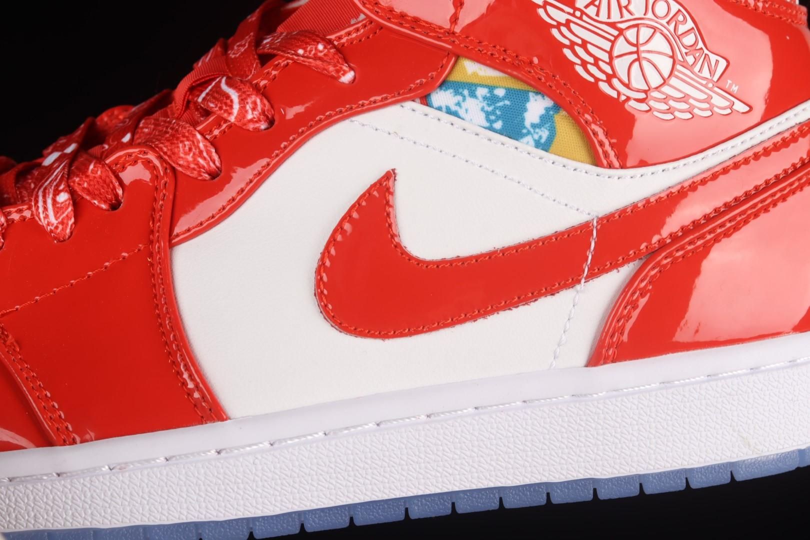 Air Jordan 1 AJ1 Mid Barcelona Sweater - Red Patent
