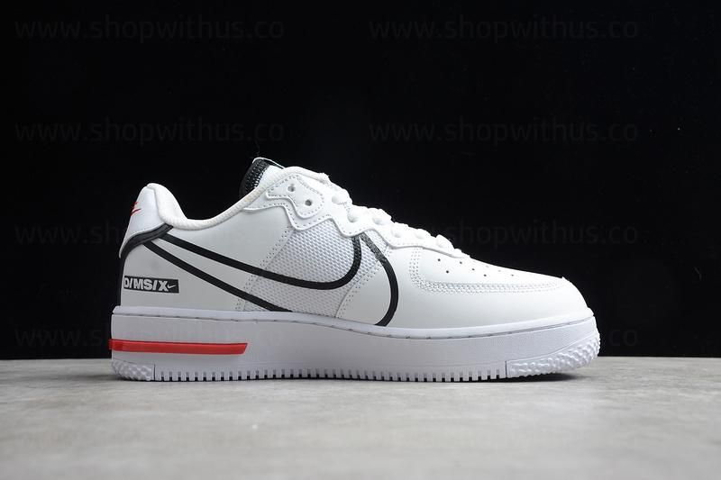 NikeAir Force 1 AF1 React - White/Black/Red