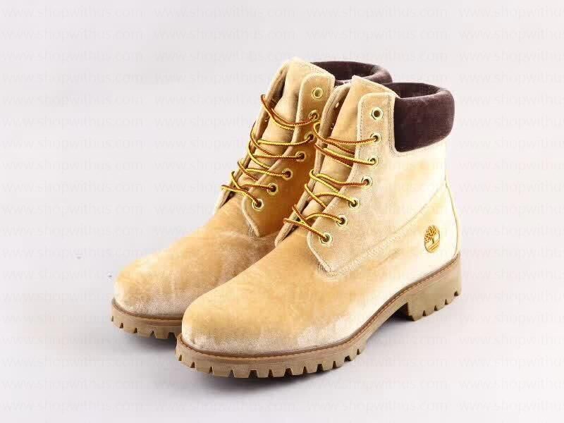 Off White xTimberland Velvet Boots - Camel
