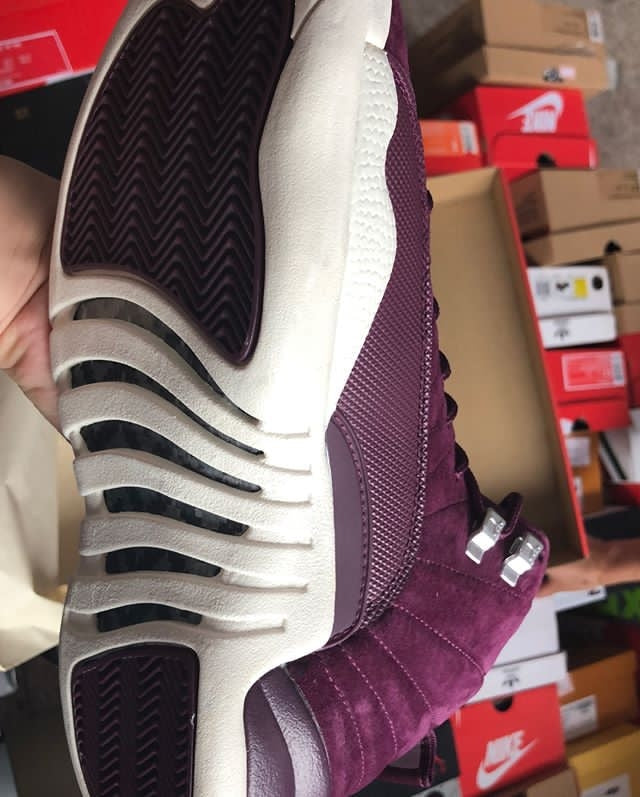 Air Jordan 12 AJ12 Retro Basketball Shoes - Bordeaux/Sail-Metallic Silver