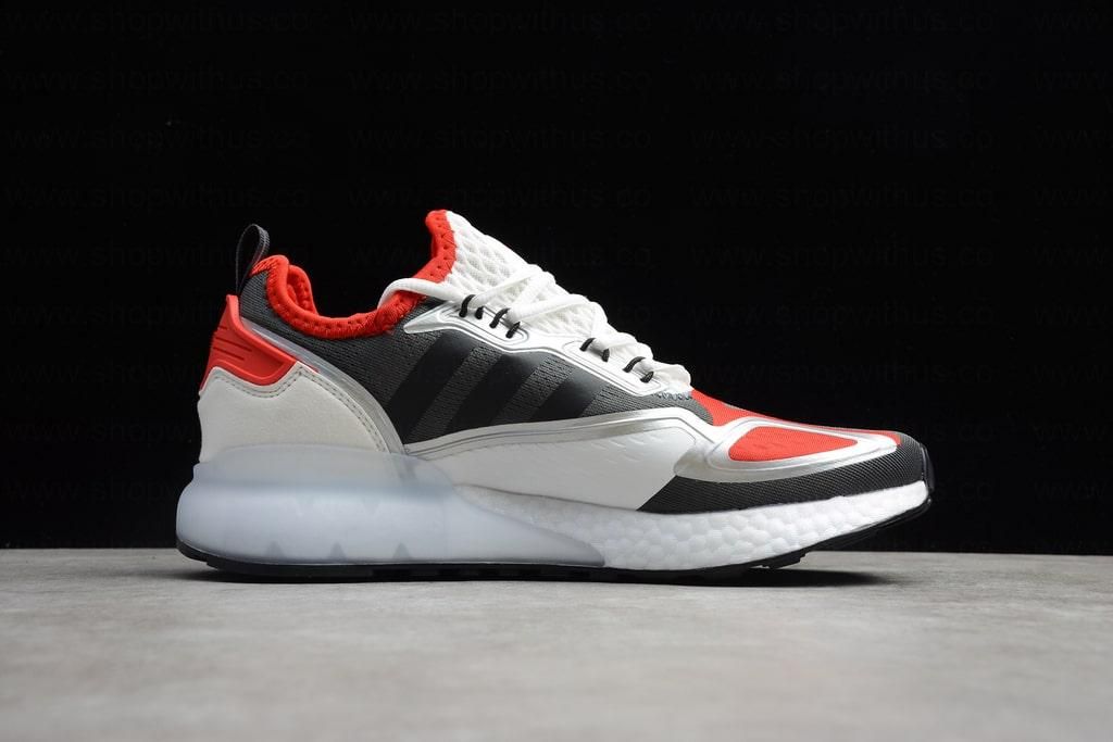 adidasMen's ZX 2K Boost - White/Black-Solar Red