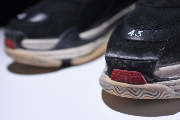 BalenciagaUnisex Triple S Mesh Nubuck and Leather Sneakers - Black/Red