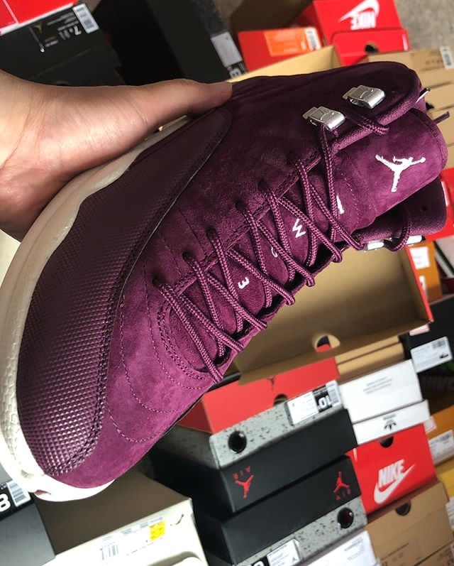 Air Jordan 12 AJ12 Retro Basketball Shoes - Bordeaux/Sail-Metallic Silver