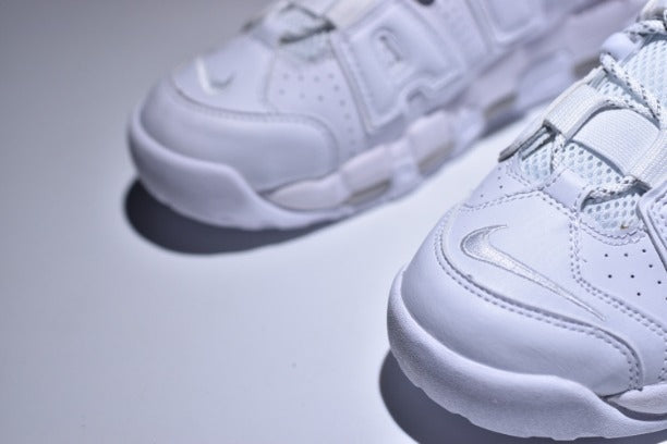 NikeAir More Uptempo Mid Basketball Shoe - Triple White