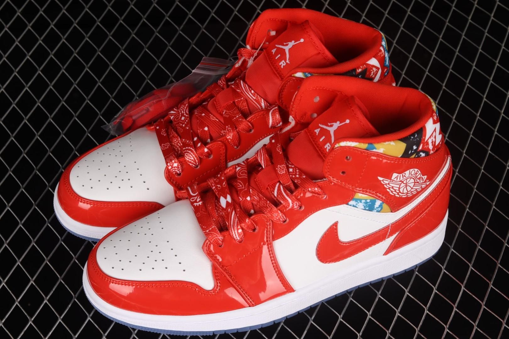 Air Jordan 1 AJ1 Mid Barcelona Sweater - Red Patent
