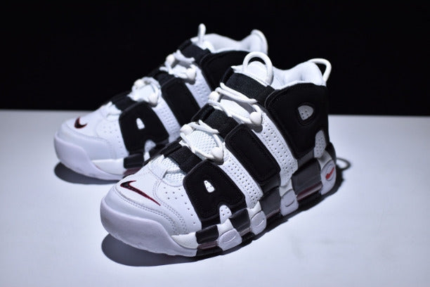 NikeAir More Uptempo Mid Basketball Shoe-White/Black/Red