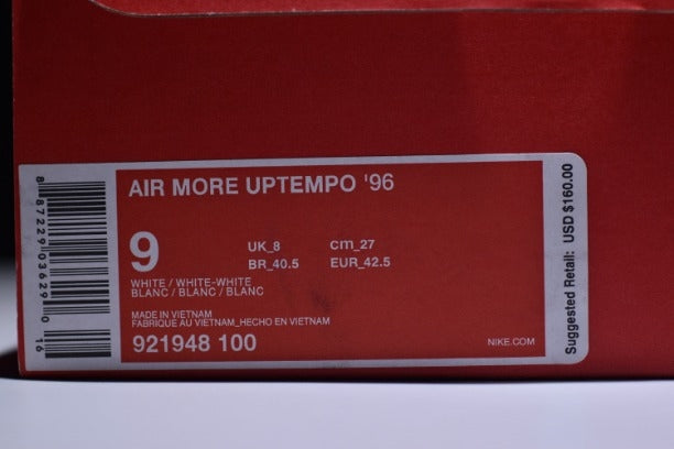 NikeAir More Uptempo Mid Basketball Shoe - Triple White