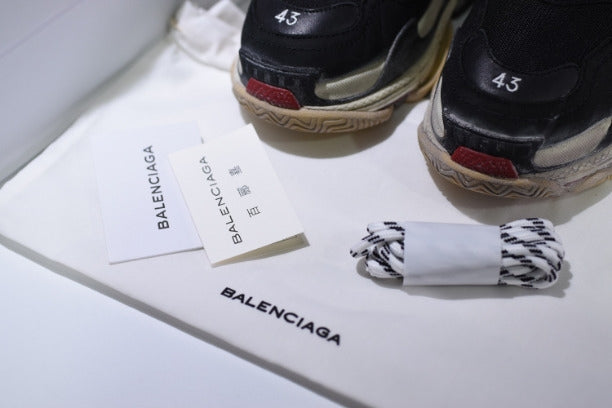 BalenciagaUnisex Triple S Mesh Nubuck and Leather Sneakers - Black/Red