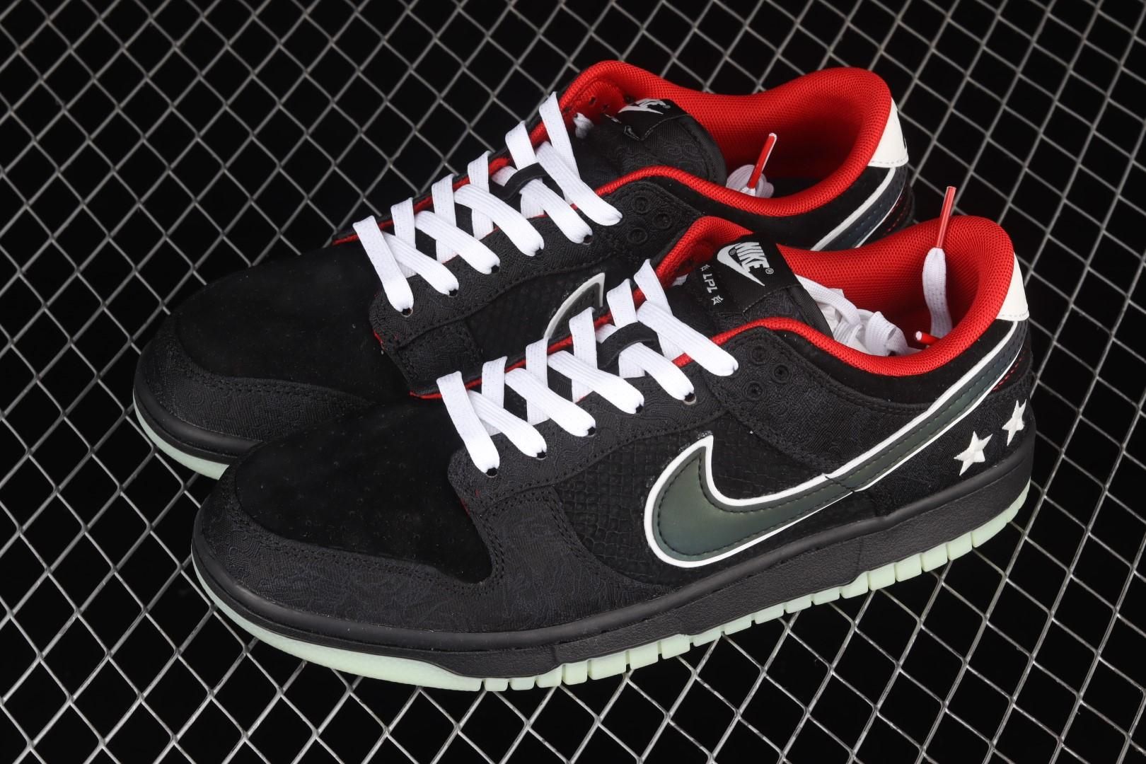 Lpl x NikeUnisex Dunk Low - Black White Bright Crimson