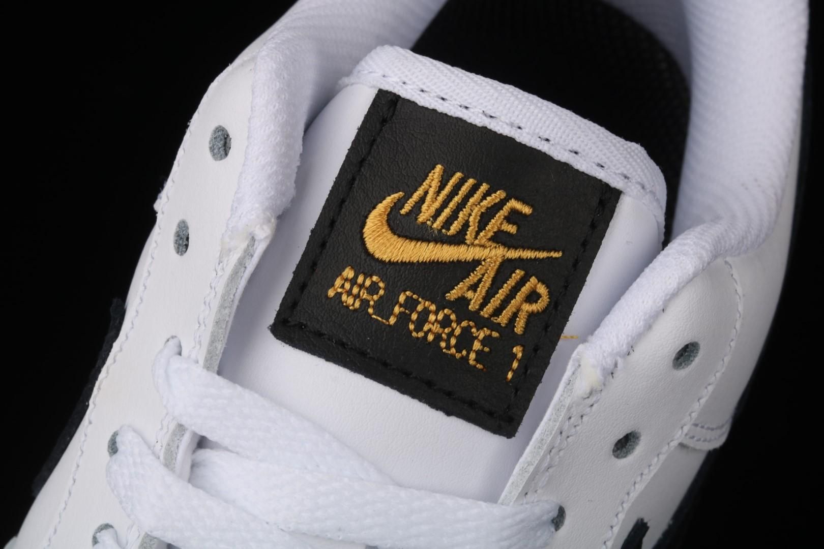 NikeAir Force 1 Low '07 Essential - White Black Gold Mini Swoosh
