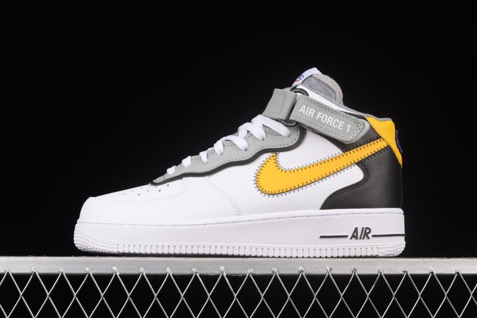 NikeUnisex Air Force 1 AF1 Mid Athletic Club - White Dark Sulfur