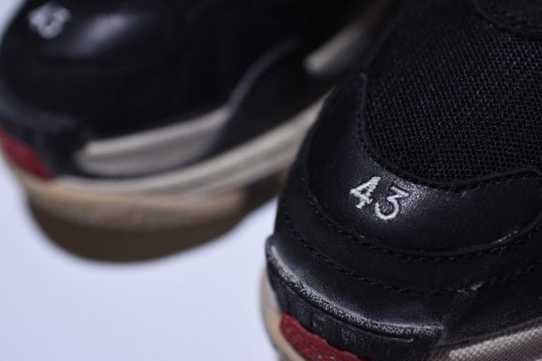 BalenciagaUnisex Triple S Mesh Nubuck and Leather Sneakers - Black/Red